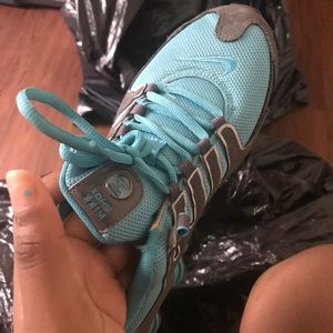 Blue Nike Shox track shoes